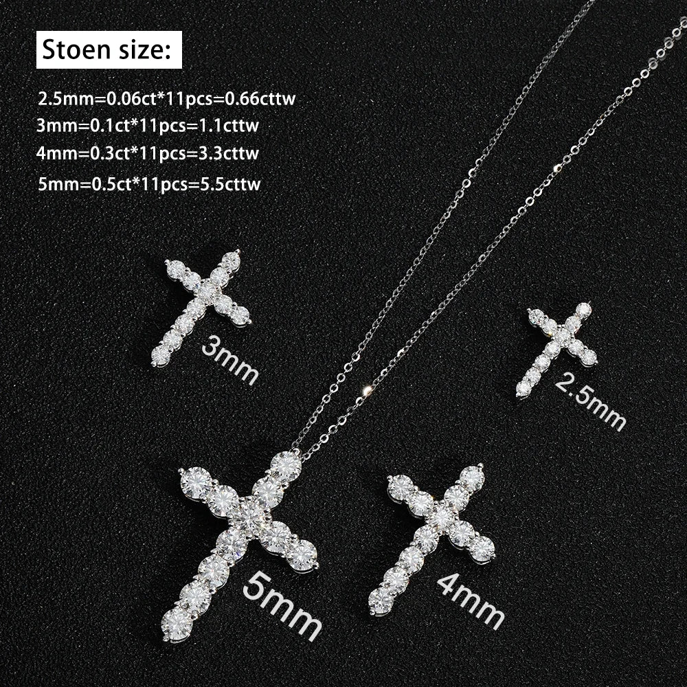 3mm 4mm 5mm モアサナイト クロス ネックレス GRA認定 S925シルバー ジーザス ペンダント ネックチェーン レディース エンゲージメント ブライダル ファインジュエリー
