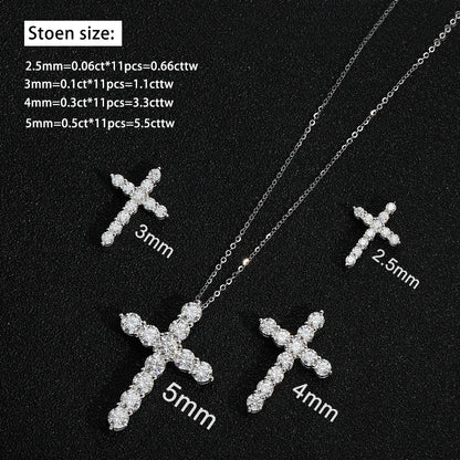 3mm 4mm 5mm モアサナイト クロス ネックレス GRA認定 S925シルバー ジーザス ペンダント ネックチェーン レディース エンゲージメント ブライダル ファインジュエリー