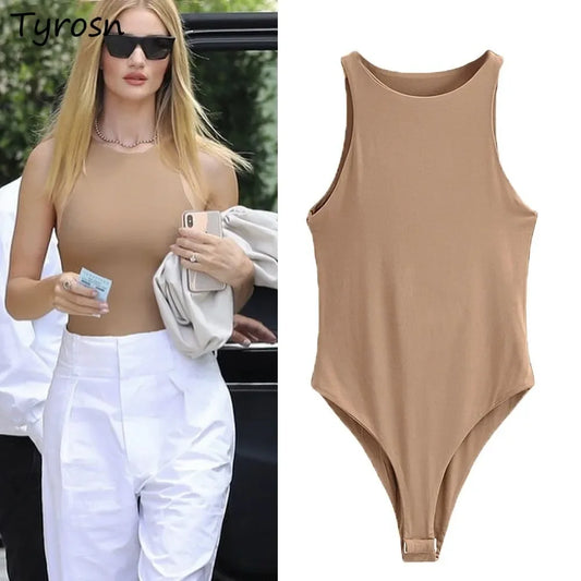 Tanks Tops Women American Skinny Basic Sleeveless Ladies Summer Solid Simple All-match Casual Sexy O-neck Streetwear Clothing