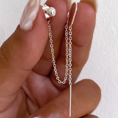 Aide 925 Sterling Silver 1pc Geometry Multi Piercing Stud Earrings For Women K Gold Simple Elegant Tassel Jewelry Gift Pendiente