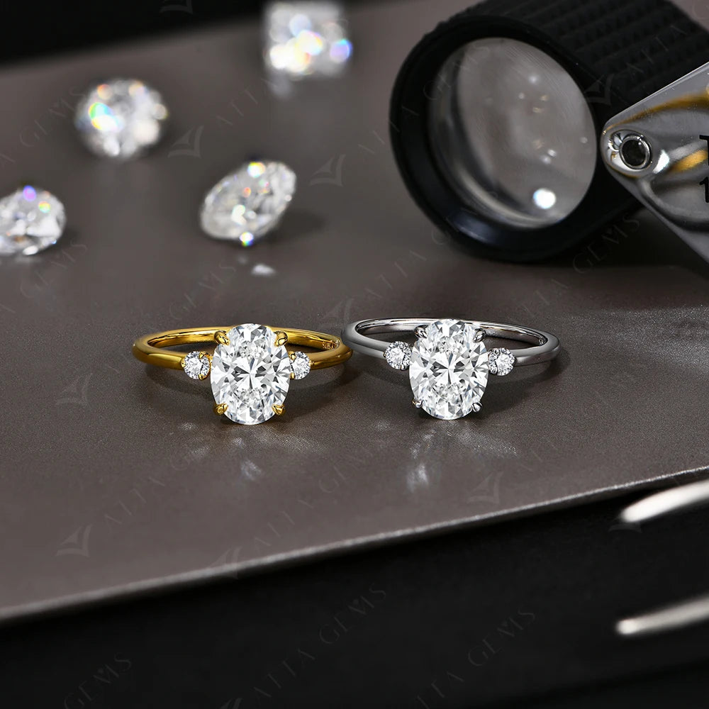 ATTAGEMS 2CT Oval Cut Moissanite Solitaire Ring for Women Lab Grown VVS1 Diamond 9*7mm S925 Silver 18K Gold Wedding Fine Jewelry