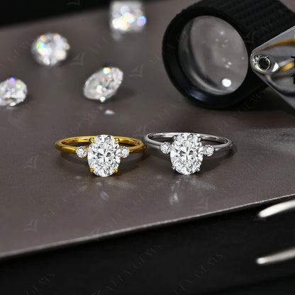 ATTAGEMS 2CT Oval Cut Moissanite Solitaire Ring for Women Lab Grown VVS1 Diamond 9*7mm S925 Silver 18K Gold Wedding Fine Jewelry
