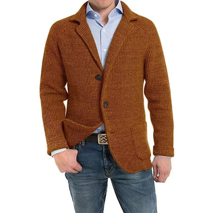 Mens Casual Knitted Cardigan Sweater Fashion Long Sleeve Pocket Cardigan Knitted Sweater Mens Jackets