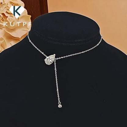 1.5/3Carat Waterdrop Moissanite Pendant Necklace For Woman Gra Certified Pear Cut Solitaire Diamond Drop Neckchain S925 Silver
