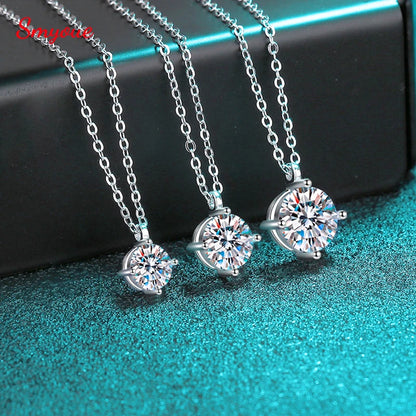 Smyoue 1ct VVS Moissanite Necklace for Women Simulated Lab Diamond Pendant Gift 100% Sterling Silver Wedding Jewelry Four-claw