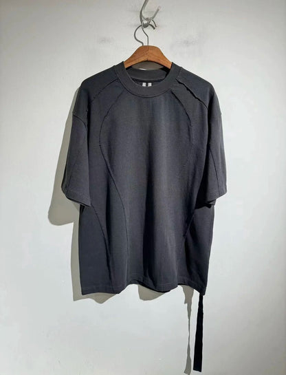 RO deconstruction splicing cut solid color short sleeved T-shirt Men Women High Quality Short Sleeve T Shirt Top Tees