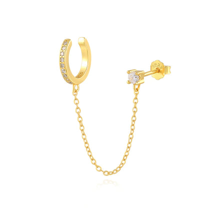 Aide 925 Sterling Silver 1pc Geometry Multi Piercing Stud Earrings For Women K Gold Simple Elegant Tassel Jewelry Gift Pendiente