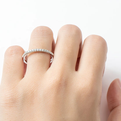 AINUOSHI 1.5mm Moissanite Ring 925 Sterling Silver Full Moissanites Eternity Band Engagement Wedding Rings for Women Jewelry