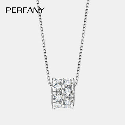 PERFANY 1.6CT Moissanite Necklace for Women S925 Pure Silver Spherical Laboratory Diamond Pendant Luxury Party Jewelry Gift