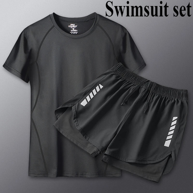 2025 Summer Men's 1-2 Piece Suits Separates Swimsuit Set Anti Embarrassment Swimming Trunks Surfing Beach Wear Sports Clothes