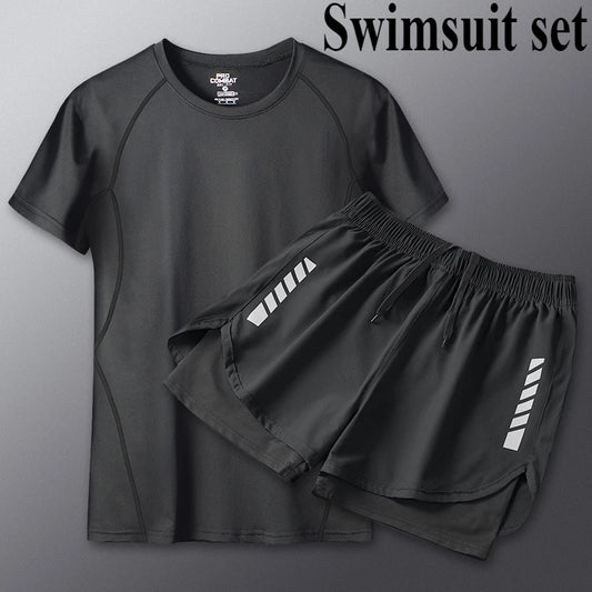 2025 Summer Men's 1-2 Piece Suits Separates Swimsuit Set Anti Embarrassment Swimming Trunks Surfing Beach Wear Sports Clothes