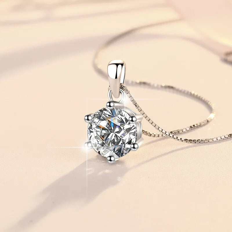 Smyoue 0.5-5CT D Color Zircon/moissanite Necklace for Women Sparkling Lab Diamond Pendant 925 Sterling Silver Wedding Jewelry