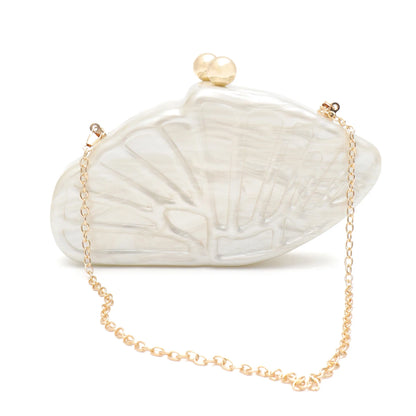 Glamorous Fashion Chic Women Acrylic Novelty Shaped Clutch Handbag Metal Long Chain Evening Bag Dinner Party Wedding Red Carpet