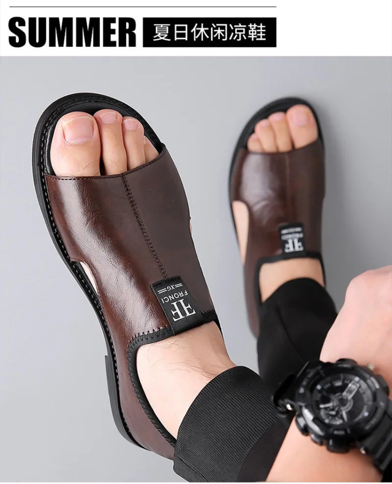 Sandals for Men Fashion Hollow Out Casual Shoes Soft Sole Comfort Beach Shoes for Men New Leather Flat Sandal Designer Sandalias