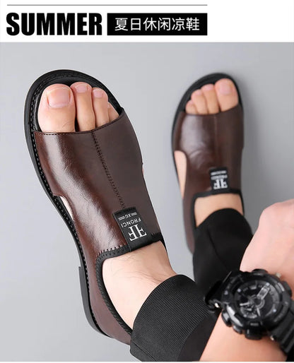 Sandals for Men Fashion Hollow Out Casual Shoes Soft Sole Comfort Beach Shoes for Men New Leather Flat Sandal Designer Sandalias