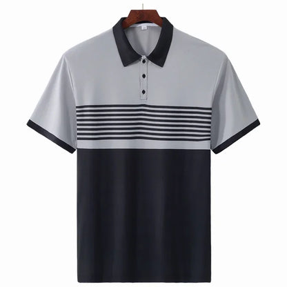 ストライプ柄ポロシャツ メンズ プラスサイズ 1XL-7XL 110-175kg 半袖ポロTシャツ ゆったりポロシャツ オーバーサイズトップス 大きいサイズ メンズ服