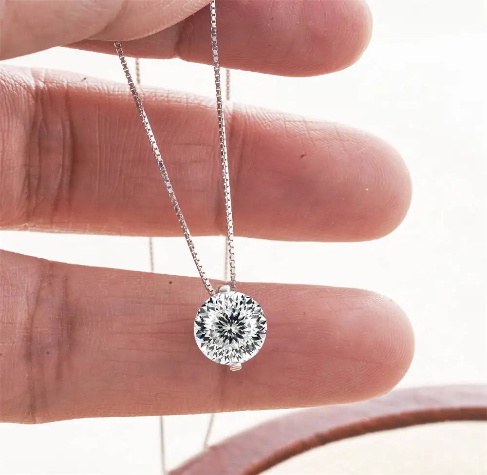 2CT Dカラー モアサナイト シンプル ペンダント ネックレス 証明書付き 925スターリングシルバー レディース ネックレス ファインジュエリー ウェディングギフト