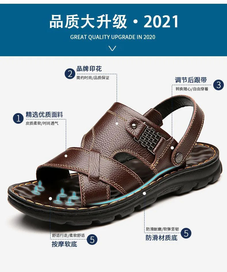 2025 New Men's Sandals for Men's Summer, Dual use for Cooling, Soft soled Exterior, Middle aged, Dad's Shoes, Elderly Shoes