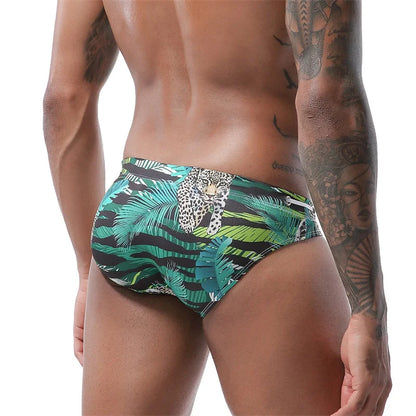 Men's Swimwear Swimsuit Beach Low Waist Briefs Swimsuit Leopard Digital Printing Crochet Bikini Surfing Swim Wear Bathing Suit