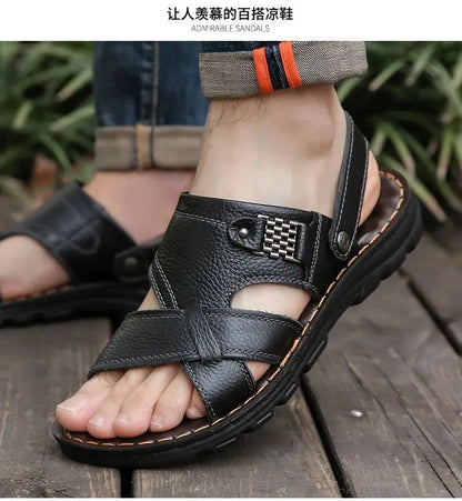 2025 New Men's Sandals for Men's Summer, Dual use for Cooling, Soft soled Exterior, Middle aged, Dad's Shoes, Elderly Shoes