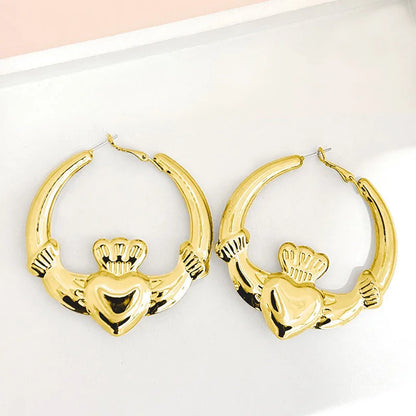 New Style Gold Color Heart Hoop Earring Women Girls Gifts Simple Fashion Ear Jewelry Accessories Party Gift