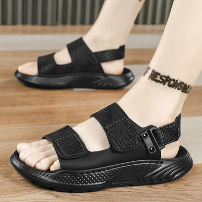 Sandals for men summer style soft sole casual wear-resistant anti slip black sandals for outdoor wear water wading beach shoes
