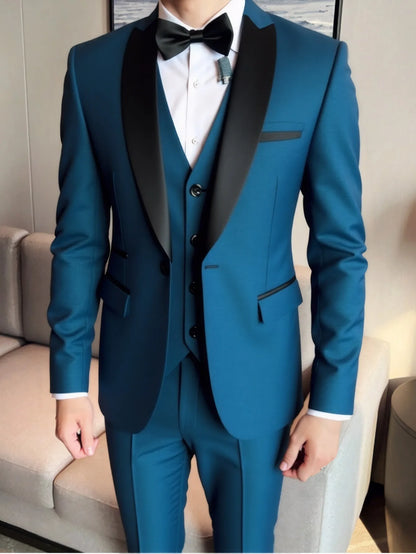 3 Piece Suit Jacket Vest Trousers/Fashion Men's Casual High Quality Business Slim Groom Wedding Formal Suit Jacket Trousers