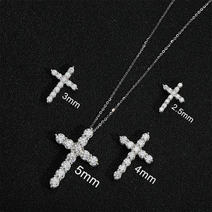 Lycfn 5MM Moissanite Cross Sparkling Pendant Necklace S925 Sterling Sliver with GRA Plated 18k Gold for Women Man Fine Jewelry