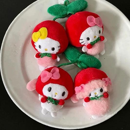 Kawaii Cherry Sanrio My Sweet Piano  Hello Kitty Pachacco Plush Toy Keychain Brooch Backpack Pendant Decoration Girl HolidayGift