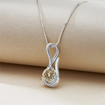 2 Carat 8mm Moissanite Necklace for Women GRA Certified 925 Sterling Silver Solitaire Pendant Chain Diamond Tester Included