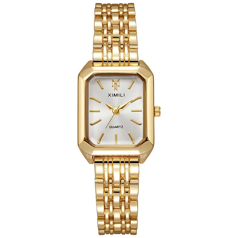 高級レディース腕時計 ファッション 長方形 レディース スチールバンド クォーツ腕時計 Reloj Mujer Relogio Feminino 女の子用時計 ギフト