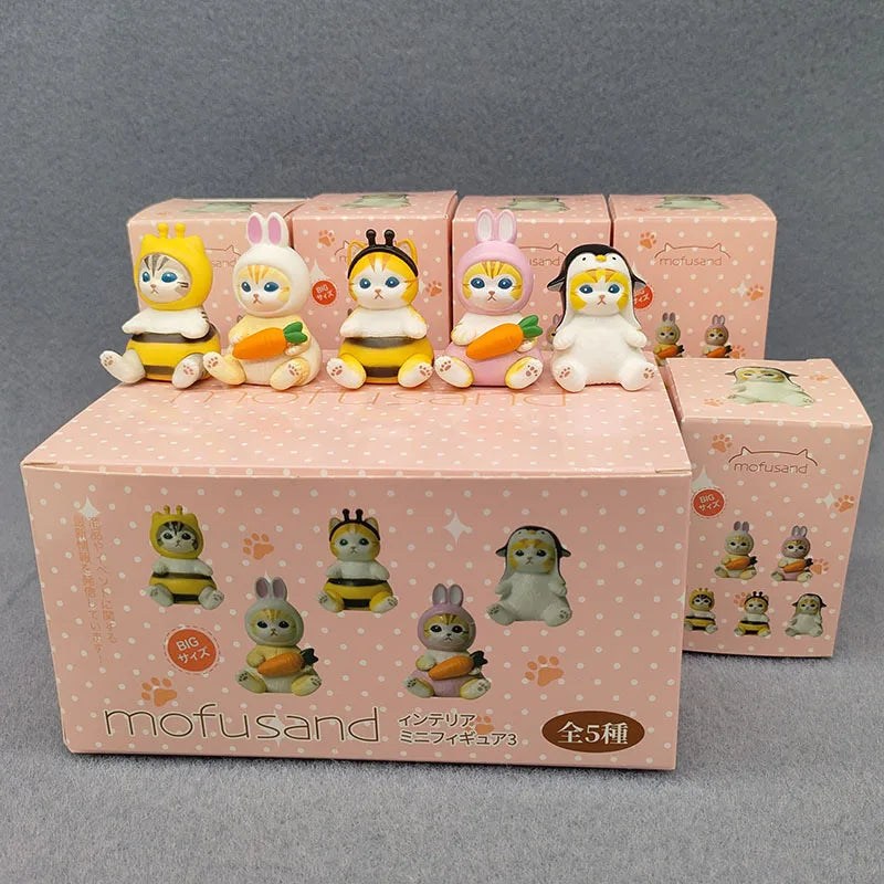 4cm Mofu 猫 サンズ アクションフィギュア コレクションセット 動物ヘッドギア人形 かわいい PVCモデル デスクトップ装飾 工芸品 ギフト おもちゃ