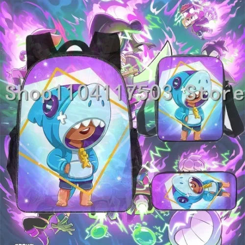 Anime Figures 3Pcs Backpack Set Kawaii Schoolbag Cartoon Mochila Anime Large Capacity 16 inch Bags Birthday Gifts