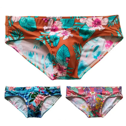 Sexy Floral Print Swimwear Men Beach Shorts Board Surfing Shorts Swimming Trunks Push Up Pad Men Swimsuits Sunga Bathing Suits