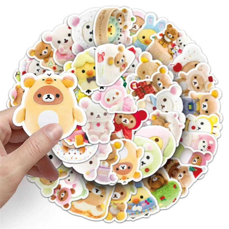 かわいいリラックマステッカー 54枚セット アニメ 漫画 クマ かわいい スクラップブッキング ステッカーブック デコレーション 防水
