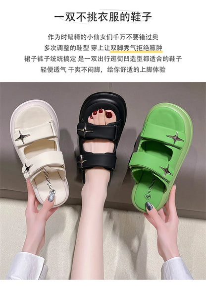 Slippers for Women 2023 Summer New Fashion New Designer Platform Slippers Female Solid Color Fashion Casual Flip Flops Women