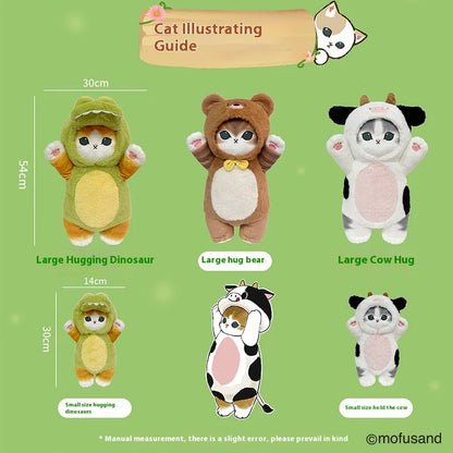 Mofusand 30/50cm Plush Toys Kawaii Cat Cosplay Costume With Dino/Cow Outfits Cute Stuffed Animal Birthday Gift For Kids And Girl