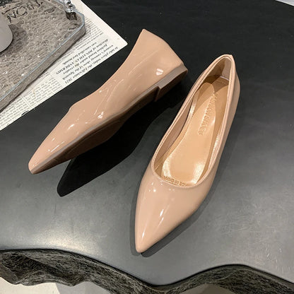 Flats Women's Shoes Yellow Net Brown Sugar Fruit Color Flat Shoes Shallow Pointed Flat Heels Women's Shoes Large Size