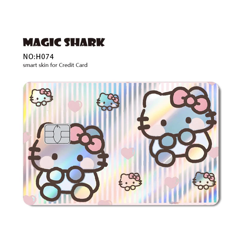 ホットセール Hello Kitty Kuromi ホログラフィックレーザー光沢フィルムスキンカバーステッカー（デビット・クレジットカード・銀行カード用）