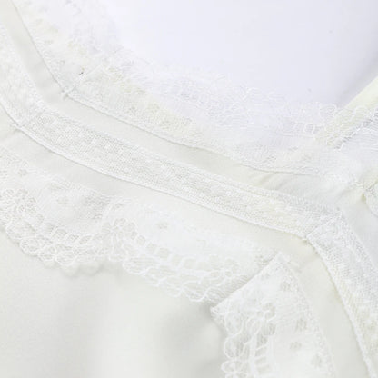 Elegant Stain Lace Tank Women Sleeveless Backless Tube Top Solid Lady Tanks 2025 Fashion Summer Female Strap Outwear