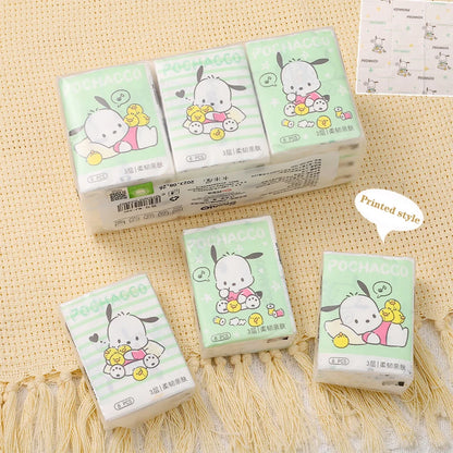 9pcs Sanrio Tissue Kawaii Hello Kitty Cartoon Printed Handkerchief Cute Girl Portable Toilet Paper Girly Birthday Gift