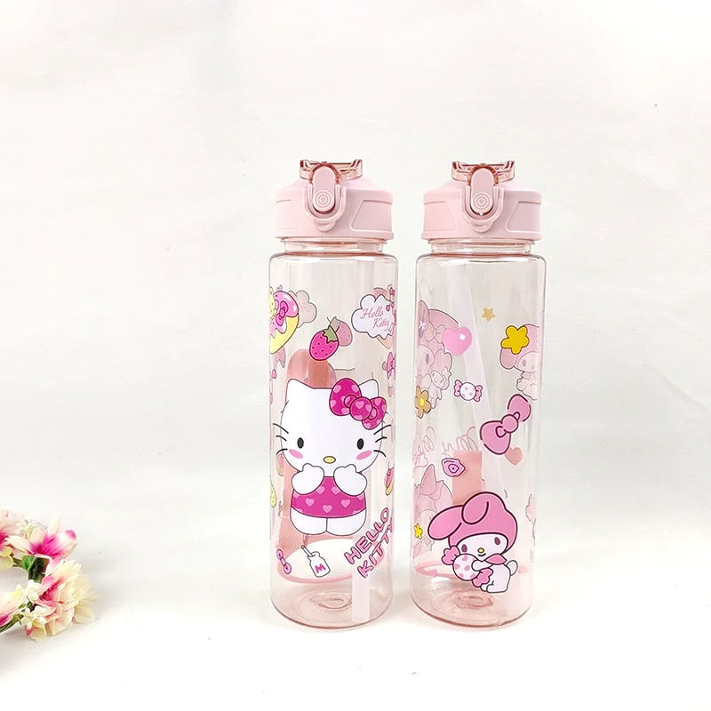 800ML MINISO Kuromi My Melody Hello Kitty ウォーターカップ 女の子用 カートゥーンアニメ 軽量 アウトドアスポーツ用 新作カワイイ
