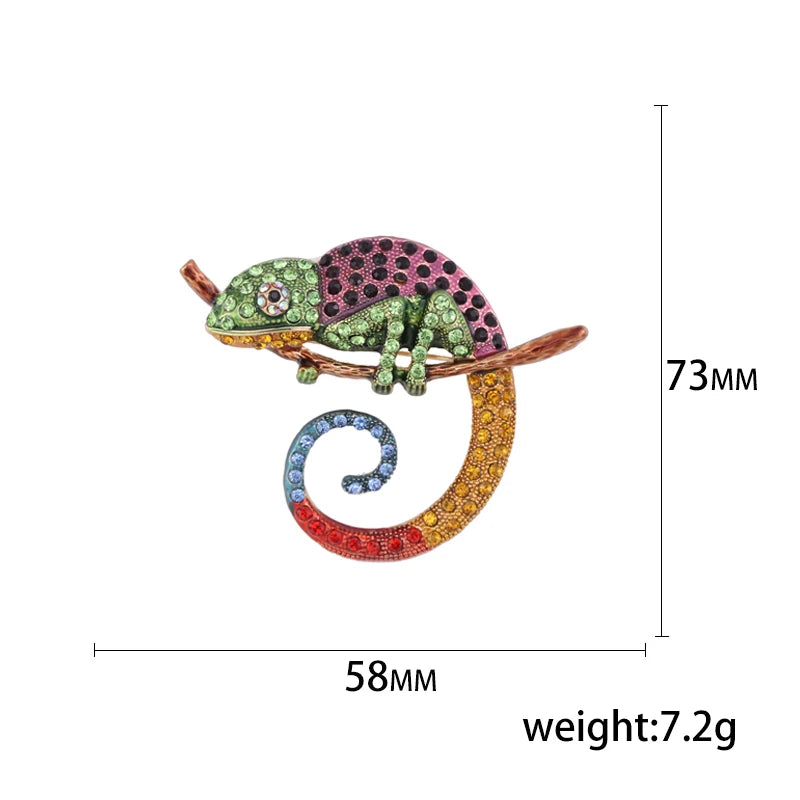 Rhinestone Chameleon Brooch for Women Unisex Enamel Lizard Pin Banquet Party Backpack Gifts Jewelry Accessories