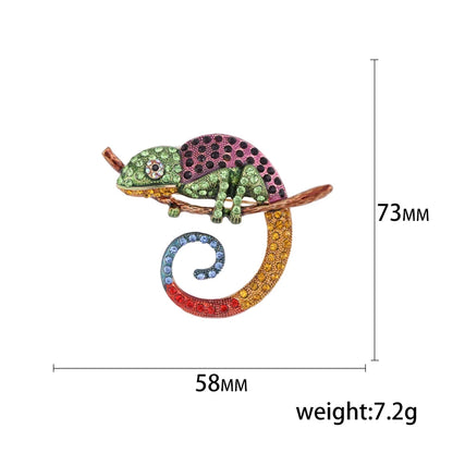 Rhinestone Chameleon Brooch for Women Unisex Enamel Lizard Pin Banquet Party Backpack Gifts Jewelry Accessories