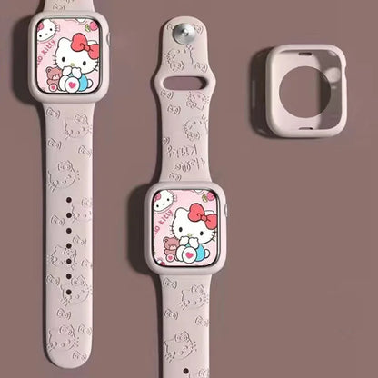 Hello Kitty Series  Apple Watch Engraved Cartoon Print Apple Silicone Replacement Band Hot off the shelf inventory Cartoon Cute