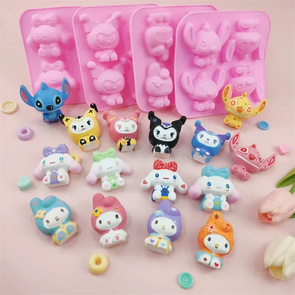 sanrio daily necessities ice cube molds, anime cartoon Kuromi Cinnamoroll My Melody character creative shape kitchen tool molds