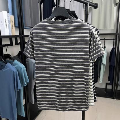 Top Grade Yarn Dyed New Summer Tops Striped Designer Tshirt Men 2025 Round Neck Brand Short Sleeve Casual Fashion Men Clothing