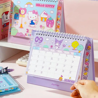 Sanrio Hello Kitty Desk Calendar Daily Schedule Desktop Decoration Kuromi Melody Schedule Plan Cartoon Room Ornament Kids Gifts