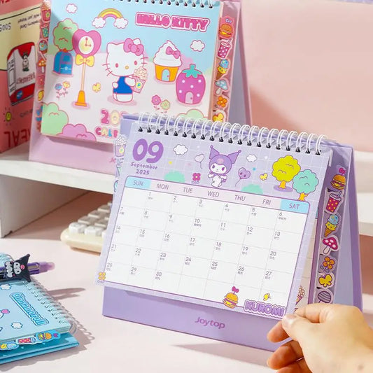 Sanrio Hello Kitty Desk Calendar Daily Schedule Desktop Decoration Kuromi Melody Schedule Plan Cartoon Room Ornament Kids Gifts
