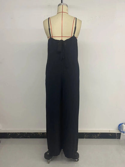 Season Sleeveless Jumpsuit Casual RuffleWide Leg Jumpsuit